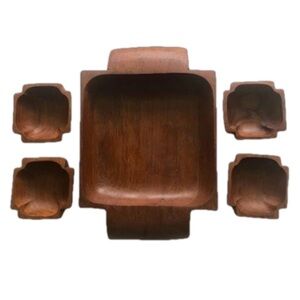 Vintage 5 piece wooden tapas set. Danish style appetizers banchan hors d’oeurves